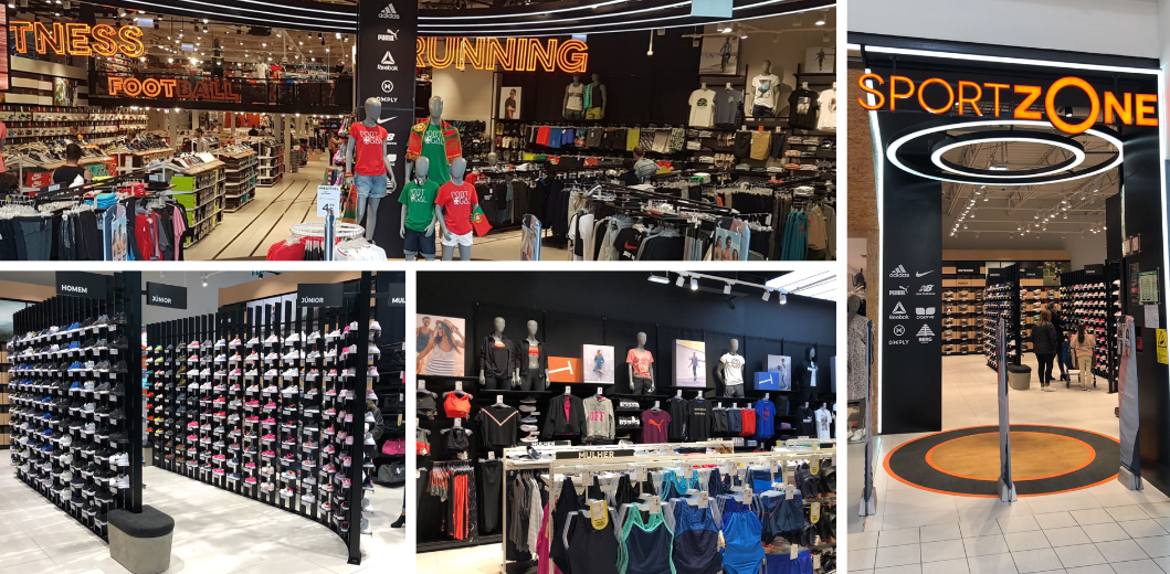 <p>A Sport Zone oferece mais de 300 marcas de artigos desportivos para atletas, de marcas de renome internacional como a Nike, Adidas, Reebok, Puma, NB, ... e de marcas próprias Doone, Outpace, Ancor e Team Quest, posicionado num nível de preços competitivos, para dar aos clientes a oportunidade de combinar artigos, adaptando-os ao seu estilo de vida.</p>
<p>As lojas têm layouts ajustáveis, segmentação enfocada nos desportos chave - corrida, futebol e fitness - uma equipa de especialistas em desporto, merchandising visualmente atraente e comunicação digitalmente dinâmica, tudo focado em proporcionar aos clientes a melhor experiência de compra.</p>