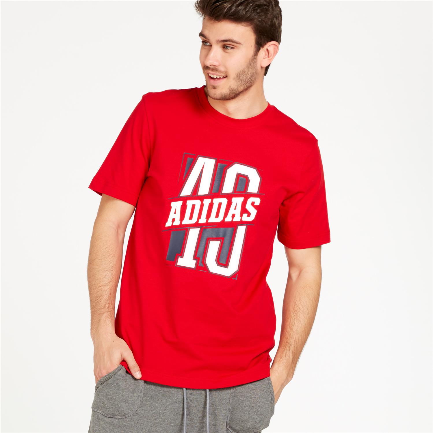 camiseta adidas hombre roja