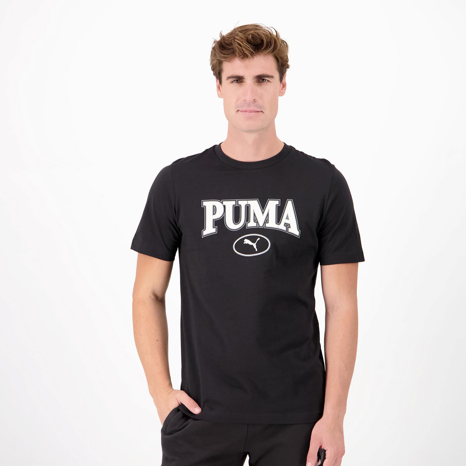 Chaqueta negro y blanco con letras blancas de la marca Puma de hombre.