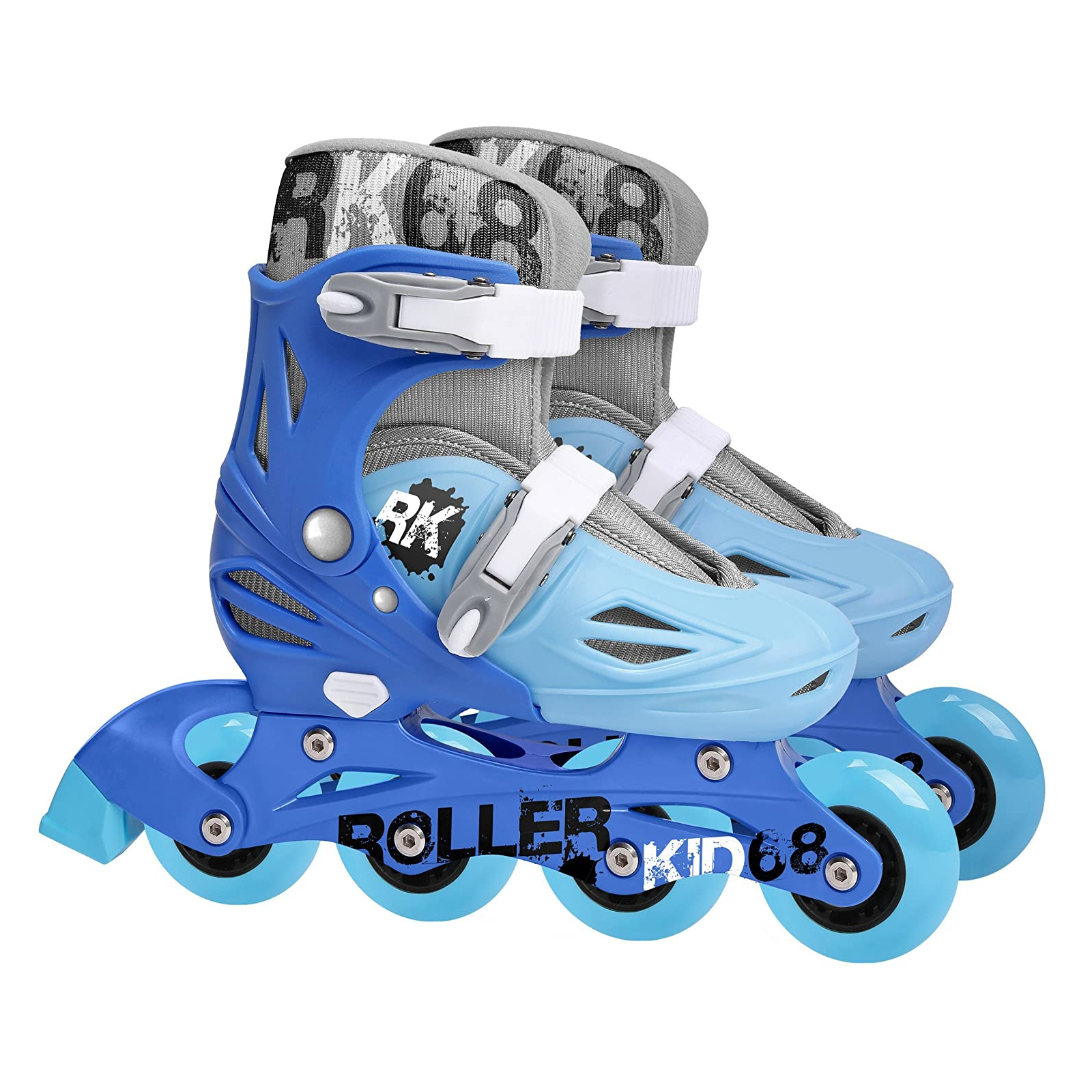 Patins Roller Skate 4 Rodas Ajustáveis Azul/branco Tam.30 a 33