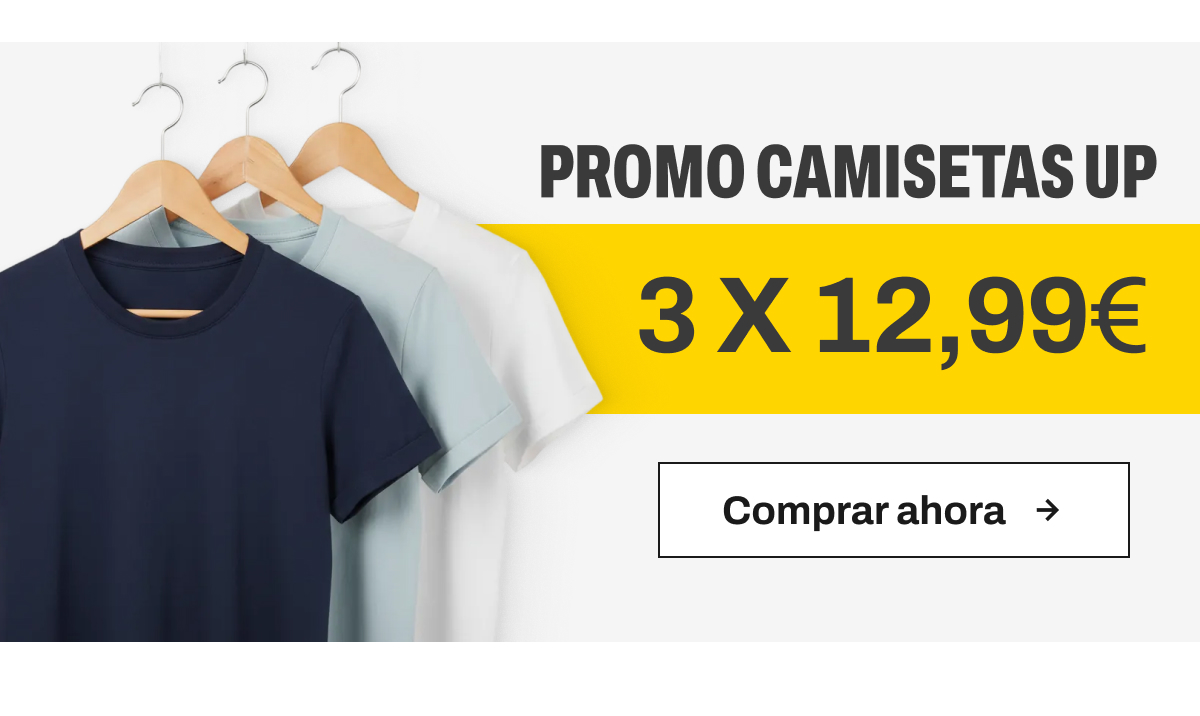 Banner promoción camisetas up, 3x12,99€