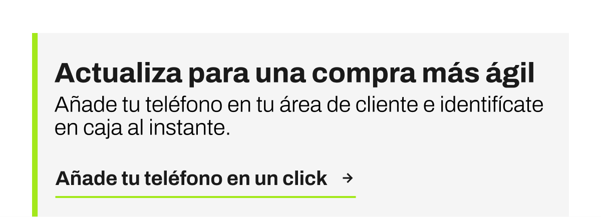Banner informativo botón añade tu teléfono